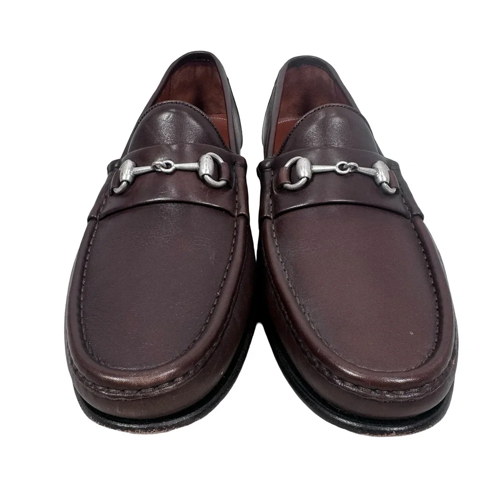 Allen Edmonds Verona II Mens 10 D Dark Brown Leather Bit Loafers Made in Italy